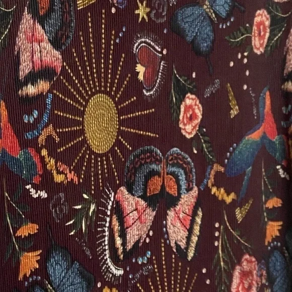 Lez A Lez Brazil Garden Burgundy Red Midi Dress Colorful Knit Dark Cottagecore - Picture 7 of 15